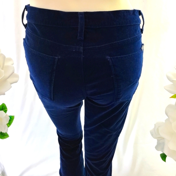 Navy Blue High Rise Velvet Pants - Picture 3 of 9